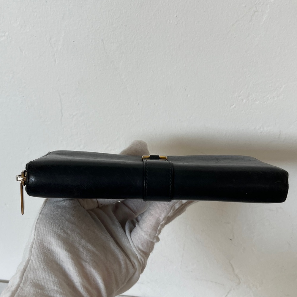 YSL Black Leather Wallet with Gold Accents - Picture 14 of 14